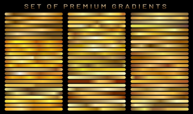 Set of golden gradient templates collection Realistic shiny metallDesign for award sale background web Vector Illustration