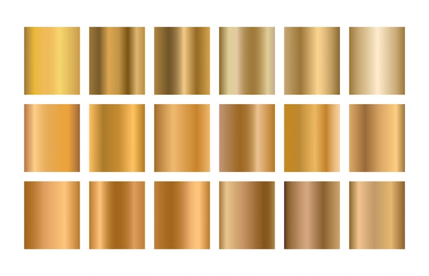 Set of golden gradients. gold metals collection.