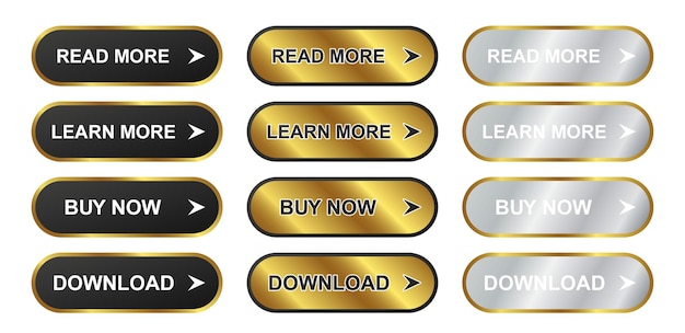 Set golden luxury button website design gradient decorate program modern look template