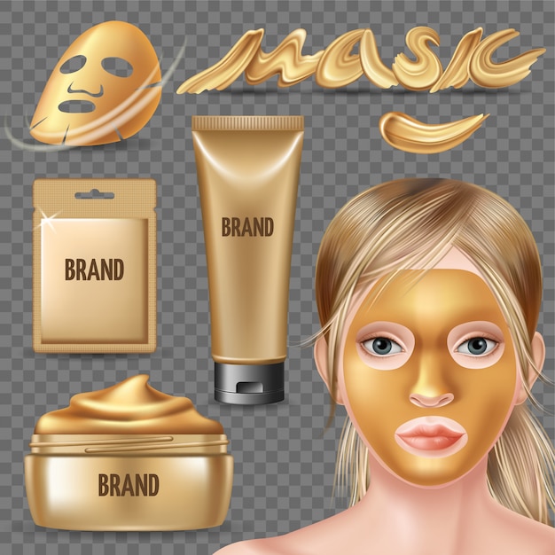 Set di maschera d'oro e scrub con annuncio biogold