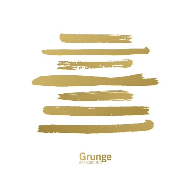 Set of golden paint brush strokes  gold brush paint strokes golden glitter texture vector illustr