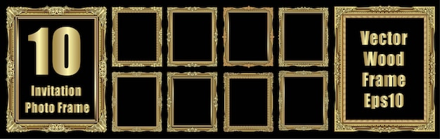 Set of golden photo frame