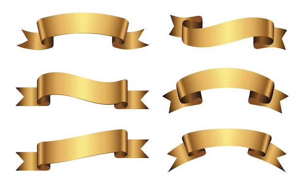 Vector set of golden ribbons