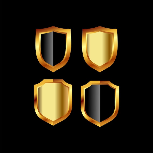 Vector set of golden shield logo design