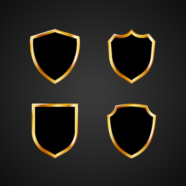 Set of golden shield vector