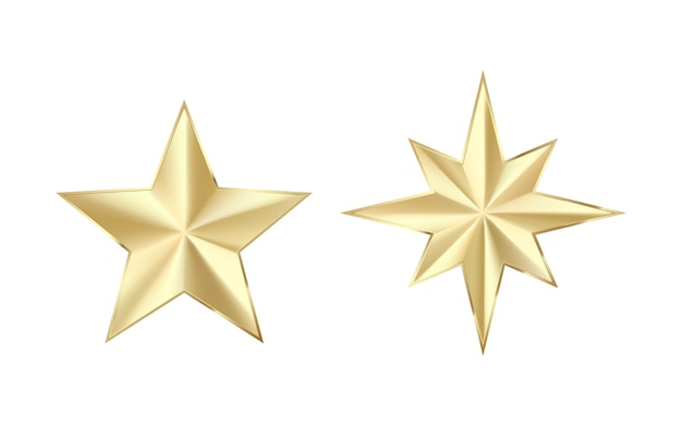 Set of golden stars with glitters