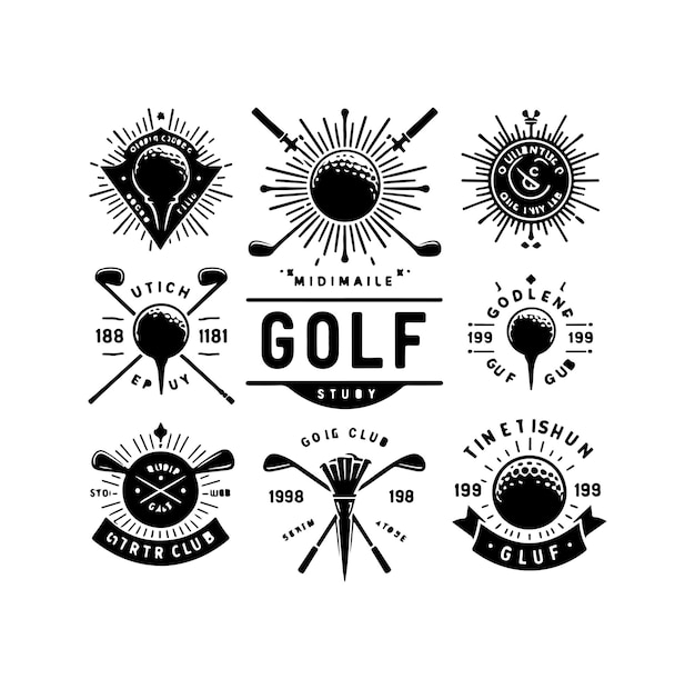 Set of golf club logos labels and emblems