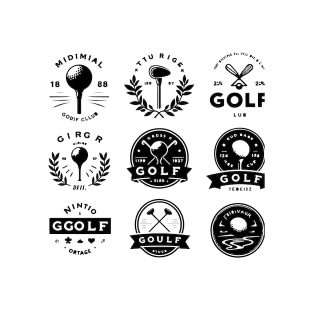 Set of golf club logos labels and emblems