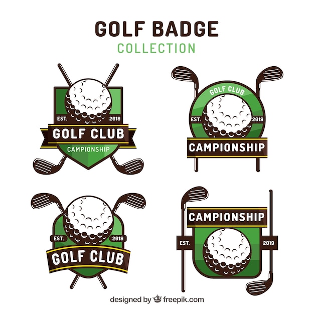 Vector set of golf labels in flat style