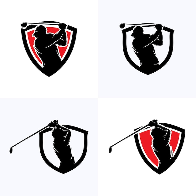 Vector set of golf logo swing shoot vector illustration