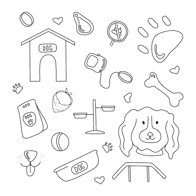 Vector set of goods for the dog