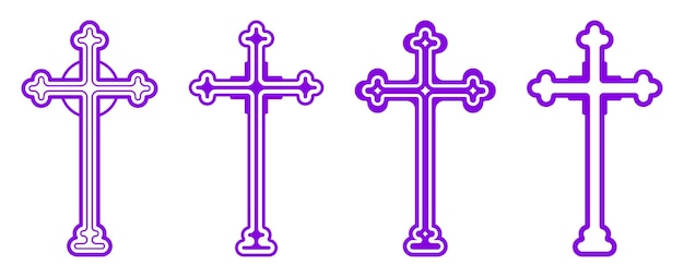 Vector set of gothic christian cross icon symbol flat vector illustration