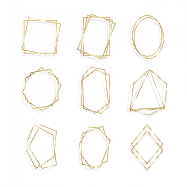 Set goud van geometrische frame veelvlak lijntekeningen