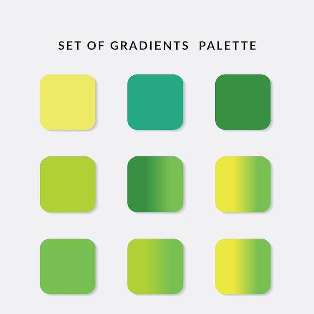 Set of gradient colour palette catalog samples in rgb hex