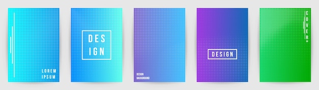 Set gradient cover book background. fluid bright halftone texture