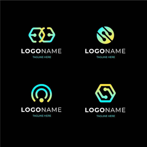 Vector set of gradient electronics logo templates