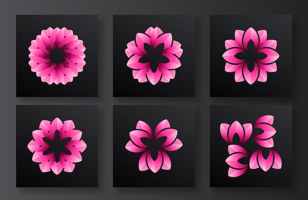 Vector set gradient flower logo design vector template vector illustration