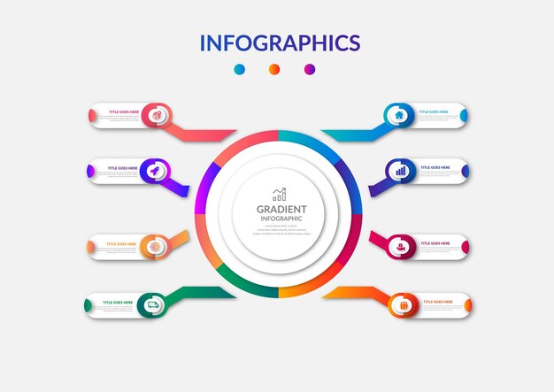 Set of gradient halloween infographics elements data template design editable vector