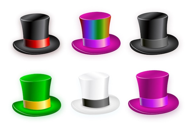 Set of gradient hats as gentleman symbol