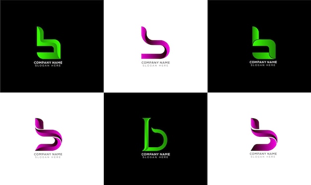 Set of gradient letter b logo design