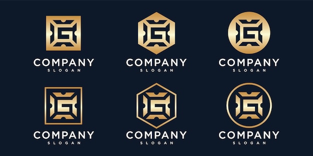 set of gradient letter logo design