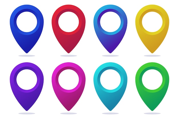 Set Of Gradient Location Pins