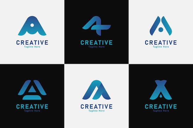 Set of gradient A logo templates