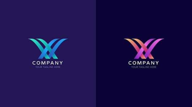 Set of gradient v x logo templates