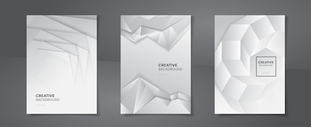 Set of gradient white gray abstract book cover design backgrounds a4 proportion