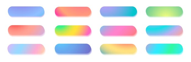 set of gradient with blur web buttons read more colorful buttons blank buttons with aura for websites user interfaces mobile devices vector illustration