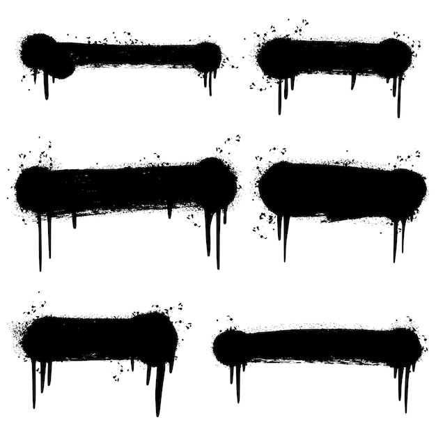 Set of graffiti spray painted lines and grunge dots isolated on white background vector illustration