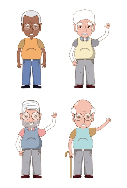 Vector set of grandfather cartoons collection