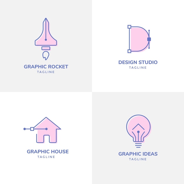 Vector set of graphic designer logo templates