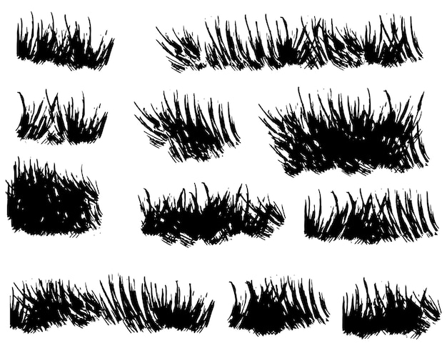 set of grass silhouettes Ink Brush Collection