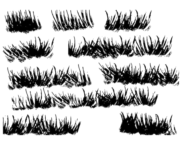 set of grass silhouettes Ink Brush Collection