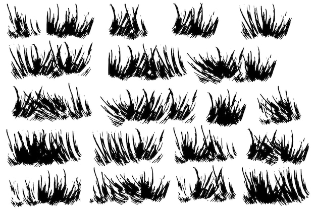 set of grass silhouettes Ink Brush Collection