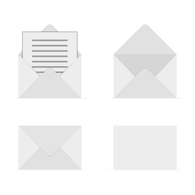 Set of gray envelopes.  illustration