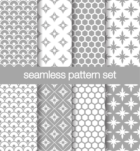 Set of gray pattern seamless vector