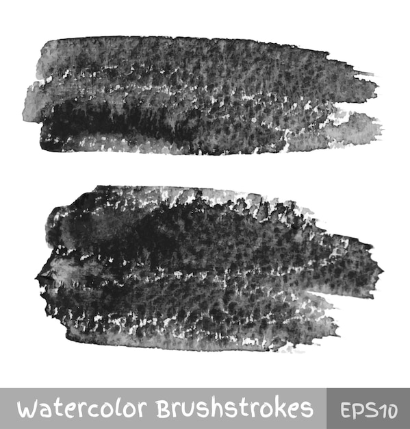 Set of gray watercolor brush strokes, vector illustration