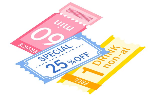 Vector a set of great coupons isometric