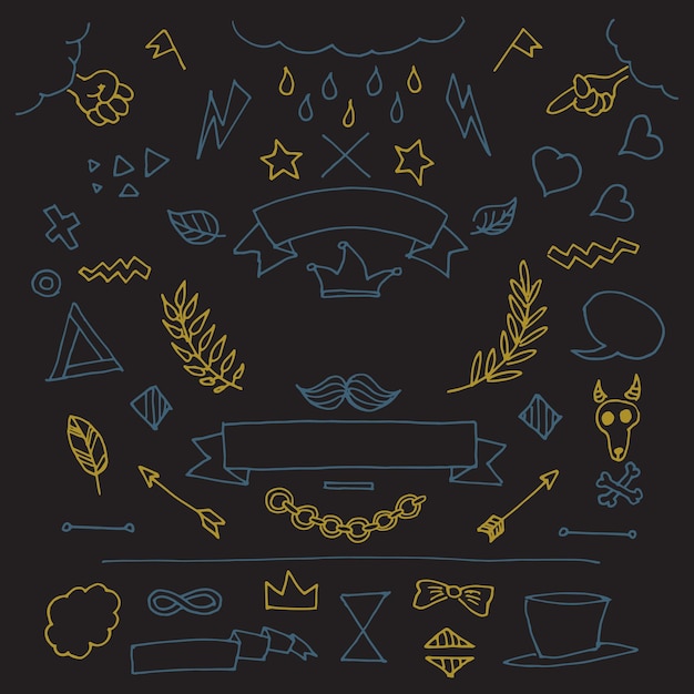 Set of Greek hand drawn elements