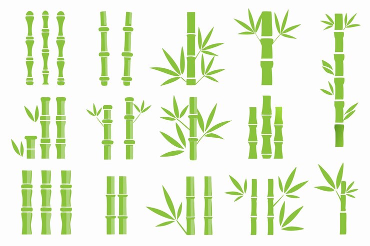 Vector a set of green bamboo sticks with the word bamboo on them