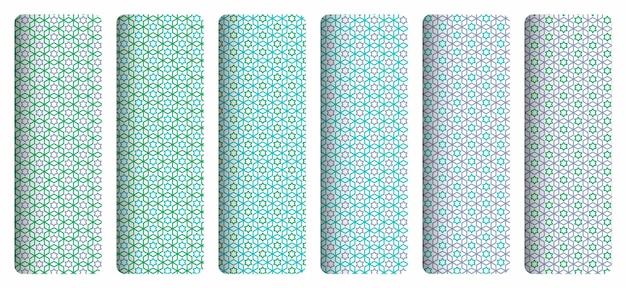 A set of green and blue paper with a pattern of flowers.