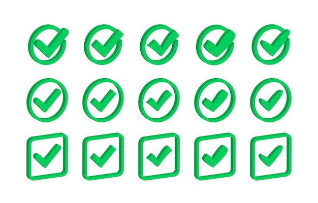 Vector set green check mark icon yes sign approved icon success accept agree on application