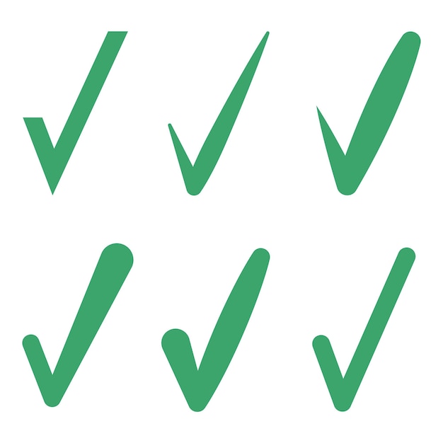 A set of green checkmarks for use in graphic design