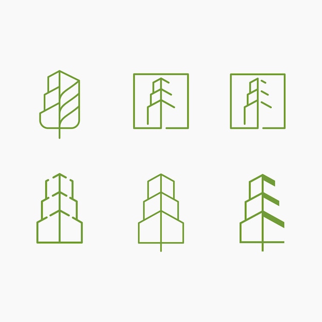 set of green city logo vector, building logo inspiration