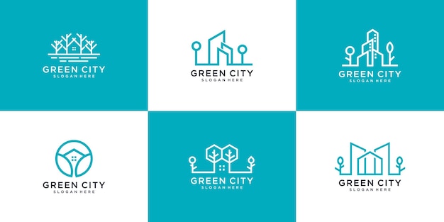 Set green city logo