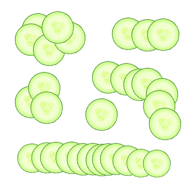 Set of green cucumber slices