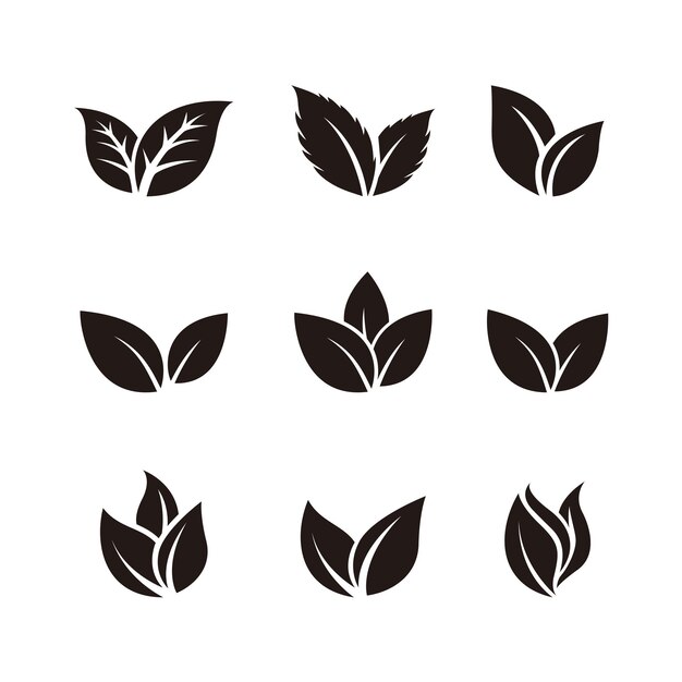 Vector set of green leaf logo design inspiration vector icons