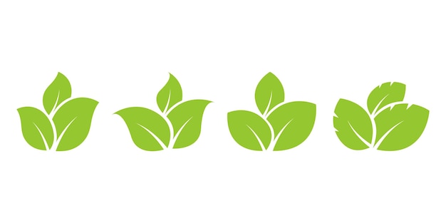 Premium Vector | Set of green leaf vector icons young leaves